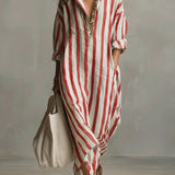 SUMMERBREEZE™ Triibuline Naiste Maxi Kleit