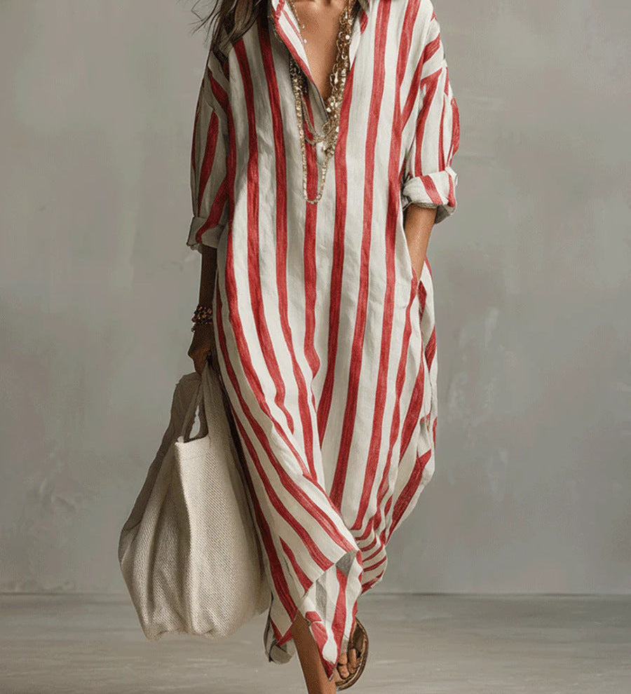 SUMMERBREEZE™ Triibuline Naiste Maxi Kleit