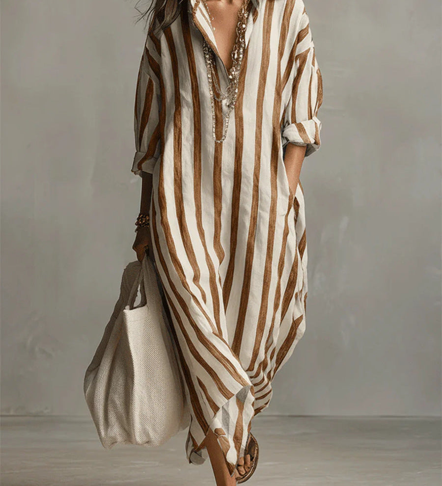 SUMMERBREEZE™ Triibuline Naiste Maxi Kleit