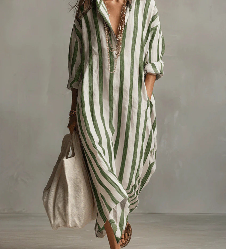 SUMMERBREEZE™ Triibuline Naiste Maxi Kleit